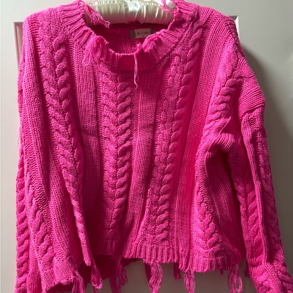 altard state distressed pink sweater